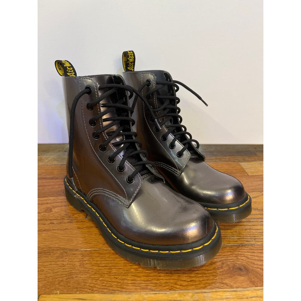 Dr. Martens Pascal Womens Metallic Pewter/Silver Combat Boots EU 38